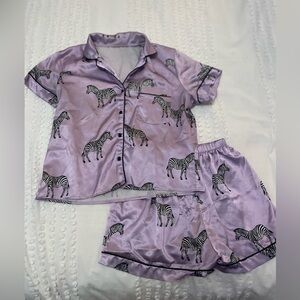 Nasty Gal Purple Zebra Satin Pajama Set